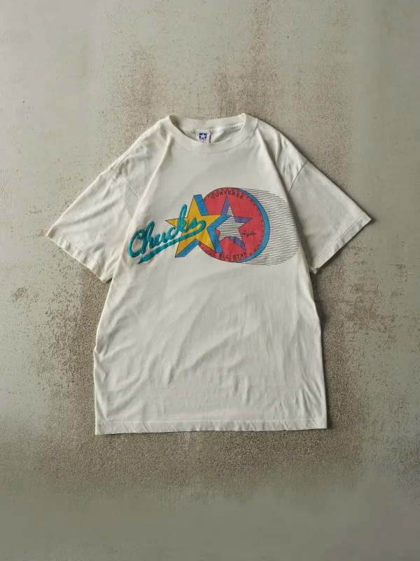 Vintage 80s White Converse Chuck Taylor All Star Single Stitch Tee (M/L) sold by Rebalance Vintage