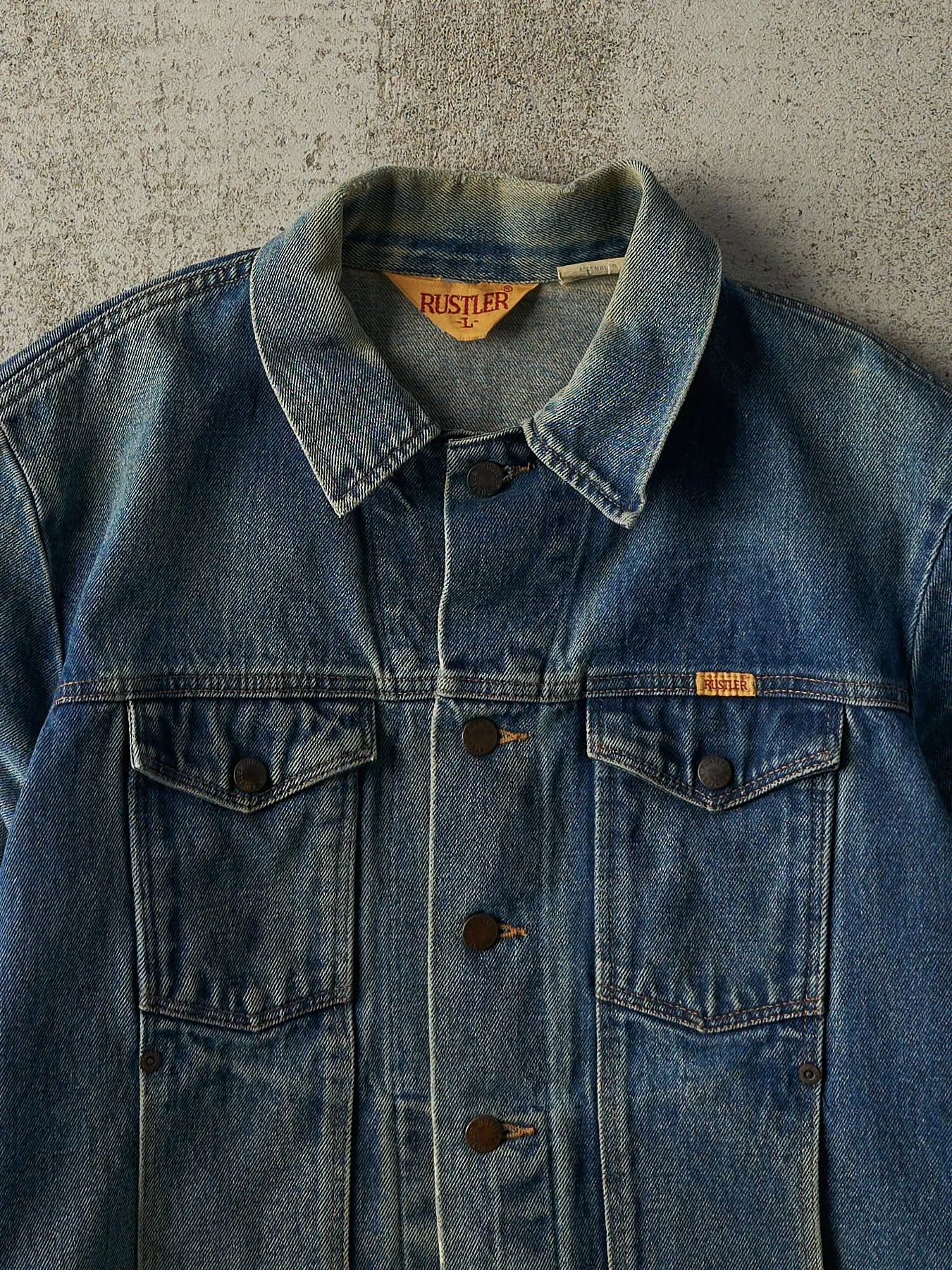 Vintage 80s Mid Wash Rustler Denim Jacket (M) sold by Rebalance Vintage product image thumbnail 3
