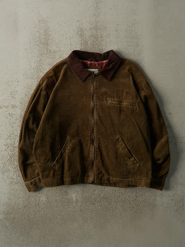 Vintage Y2K Green Flannel Lined Boxy Corduroy Jacket (S/M) sold by Rebalance Vintage