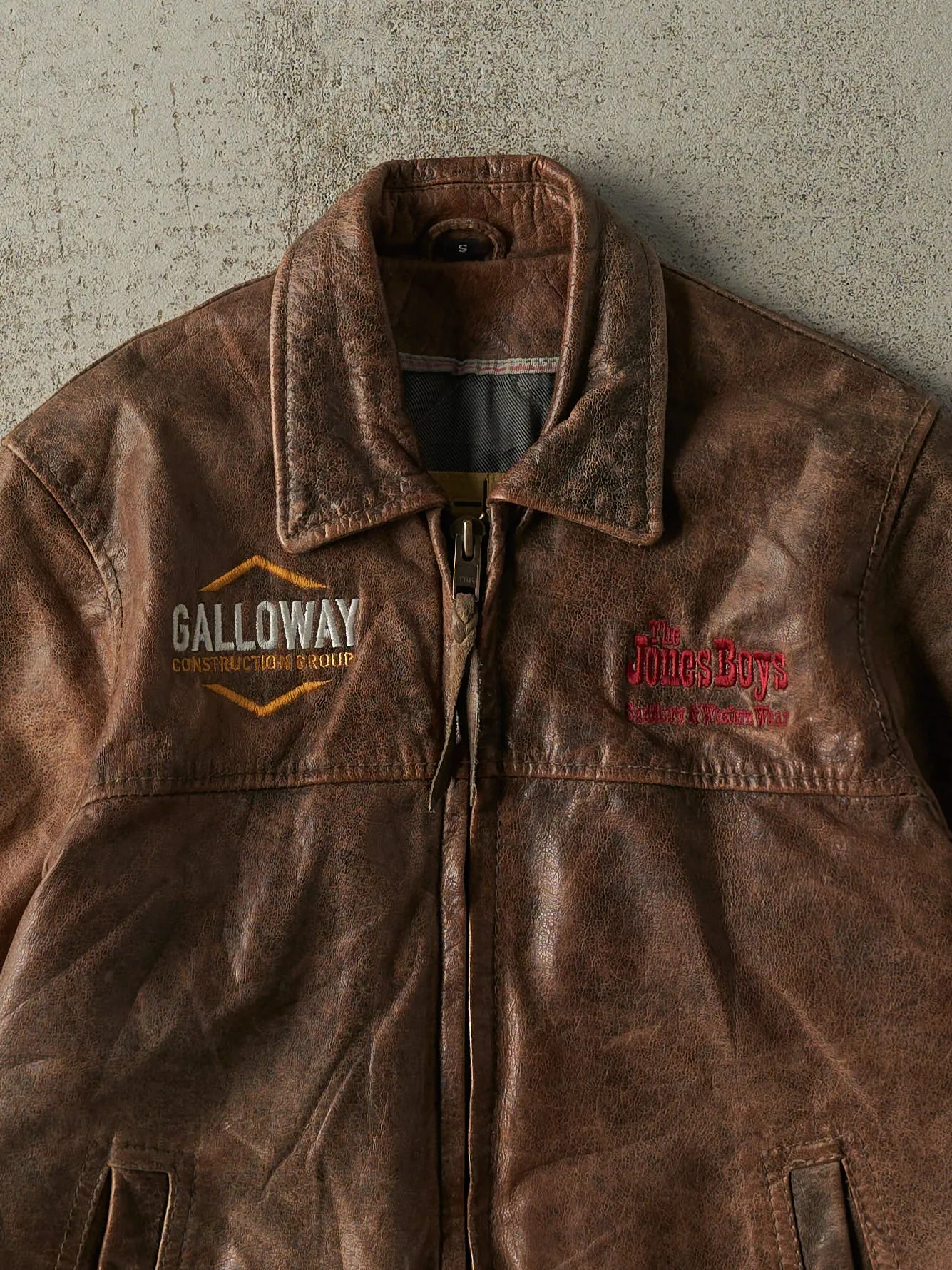 Vintage Y2K Brown Embroidered Leather Jacket (S/M) sold by Rebalance Vintage product image thumbnail 3