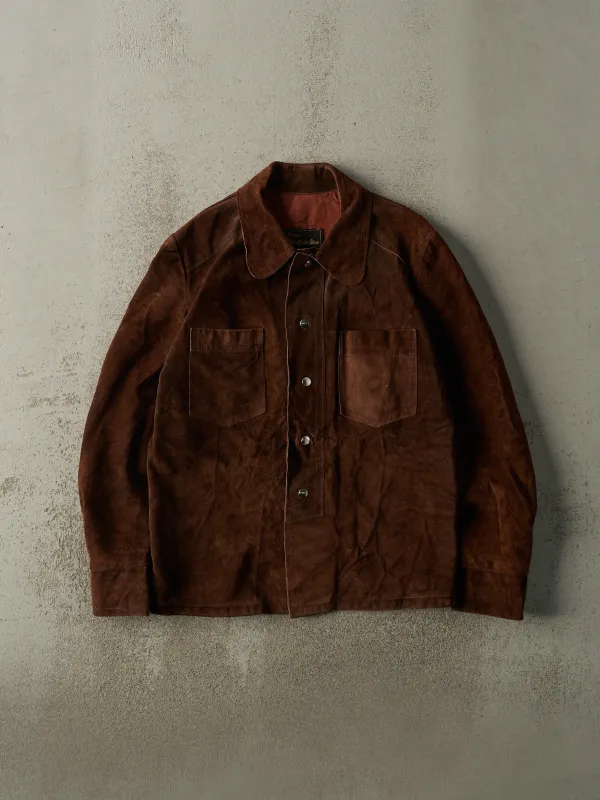 Vintage 70s Brown Suede Button Up Lightweight Jacket (L) sold by Rebalance Vintage
