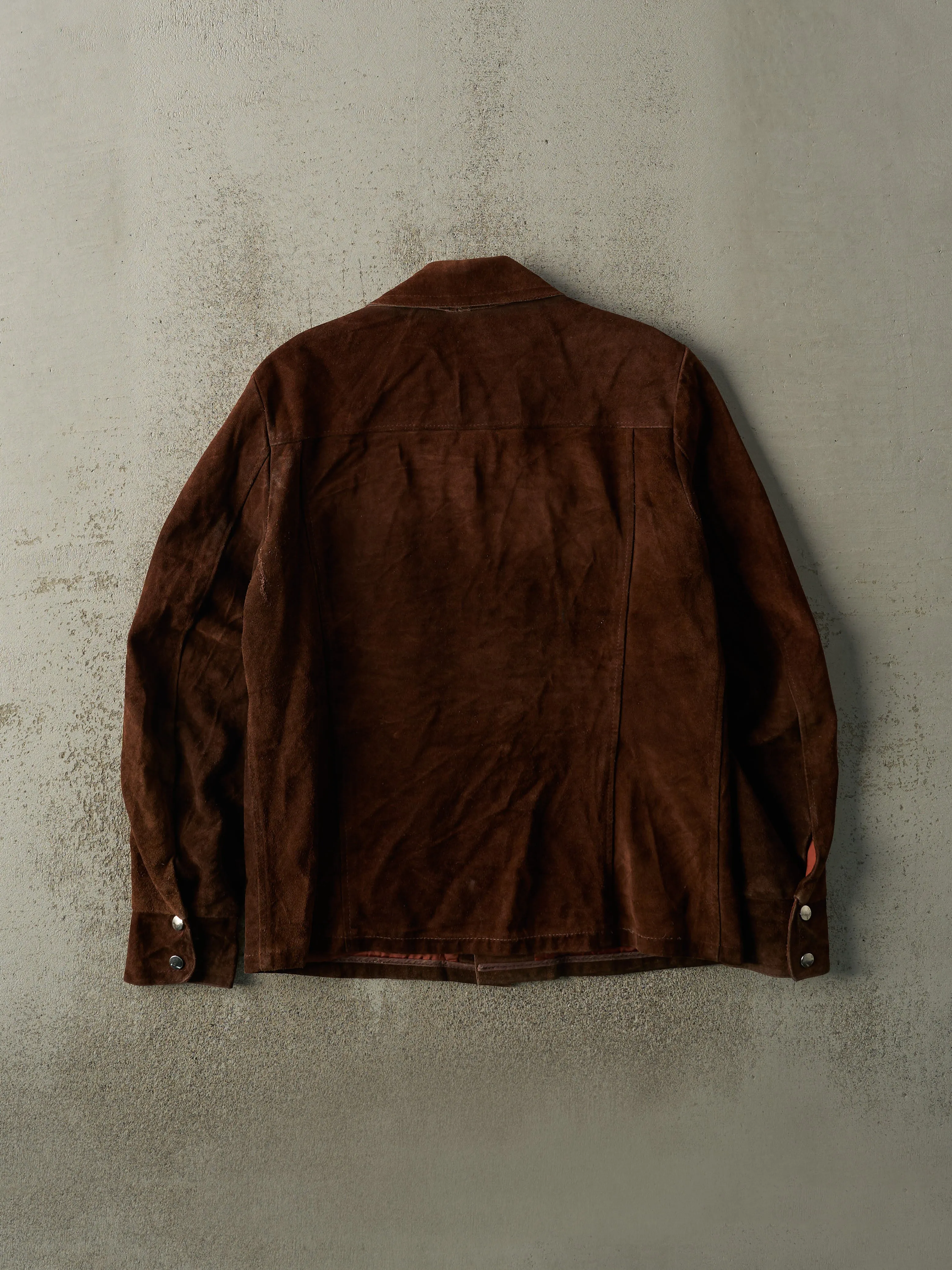 Vintage 70s Brown Suede Button Up Lightweight Jacket (L) sold by Rebalance Vintage product image thumbnail 2