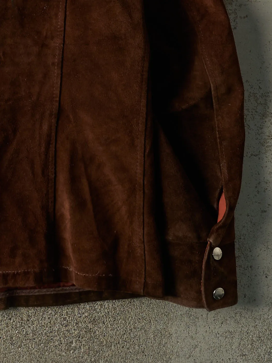 Vintage 70s Brown Suede Button Up Lightweight Jacket (L) sold by Rebalance Vintage product image thumbnail 4
