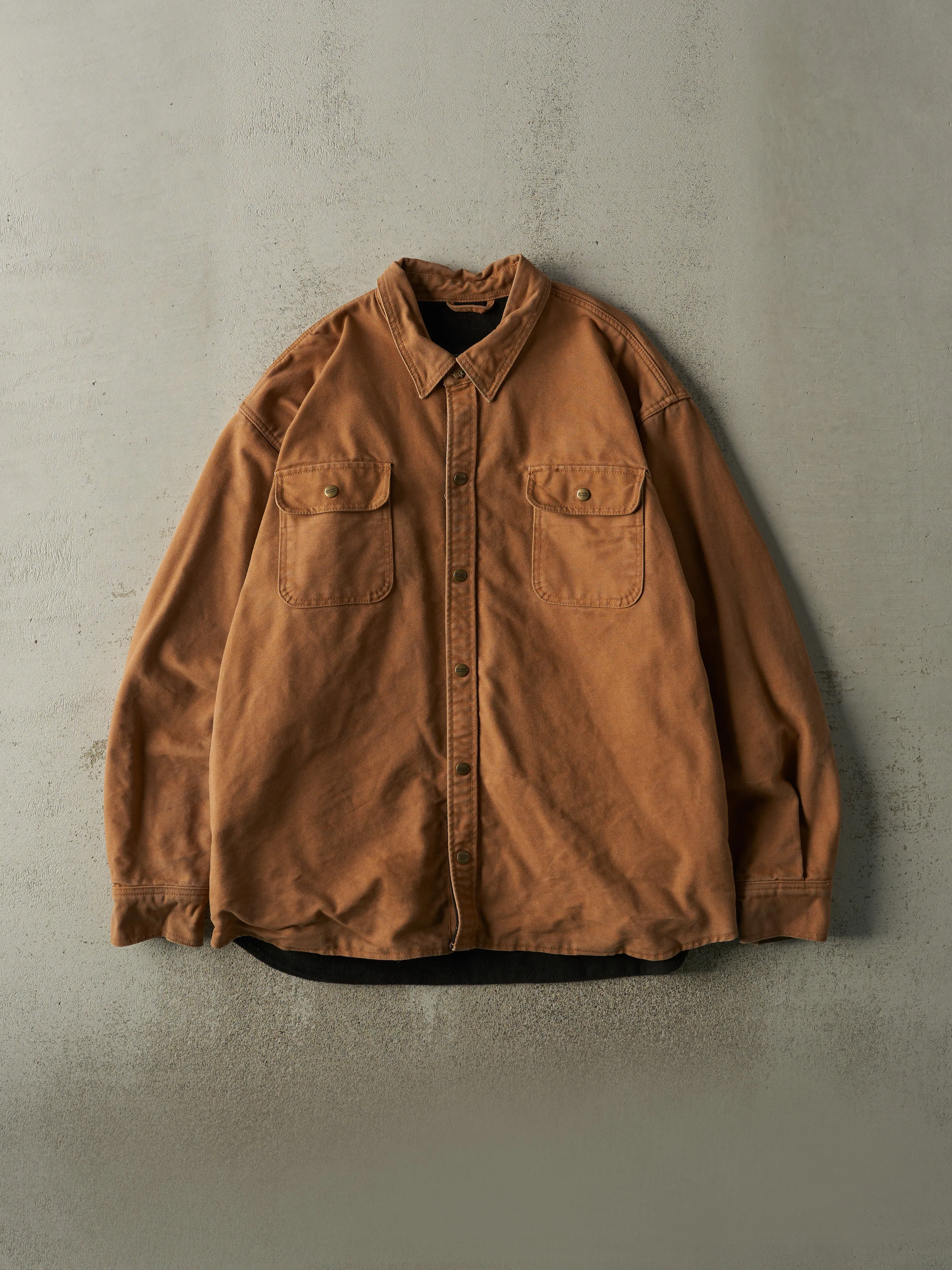 Vintage Y2K Camel Fleece Lined Button Up Jacket (XXL) sold by Rebalance Vintage