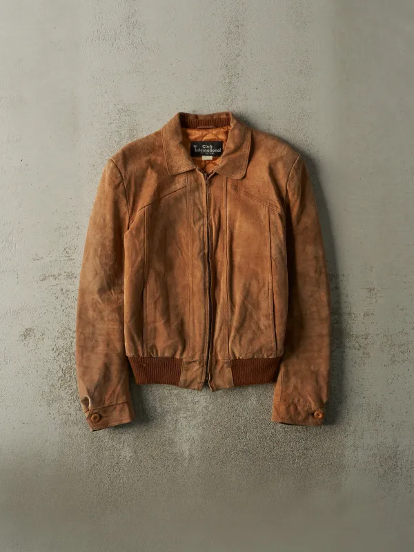 Vintage 90s Brown Suede Bomber Jacket (XS) sold by Rebalance Vintage