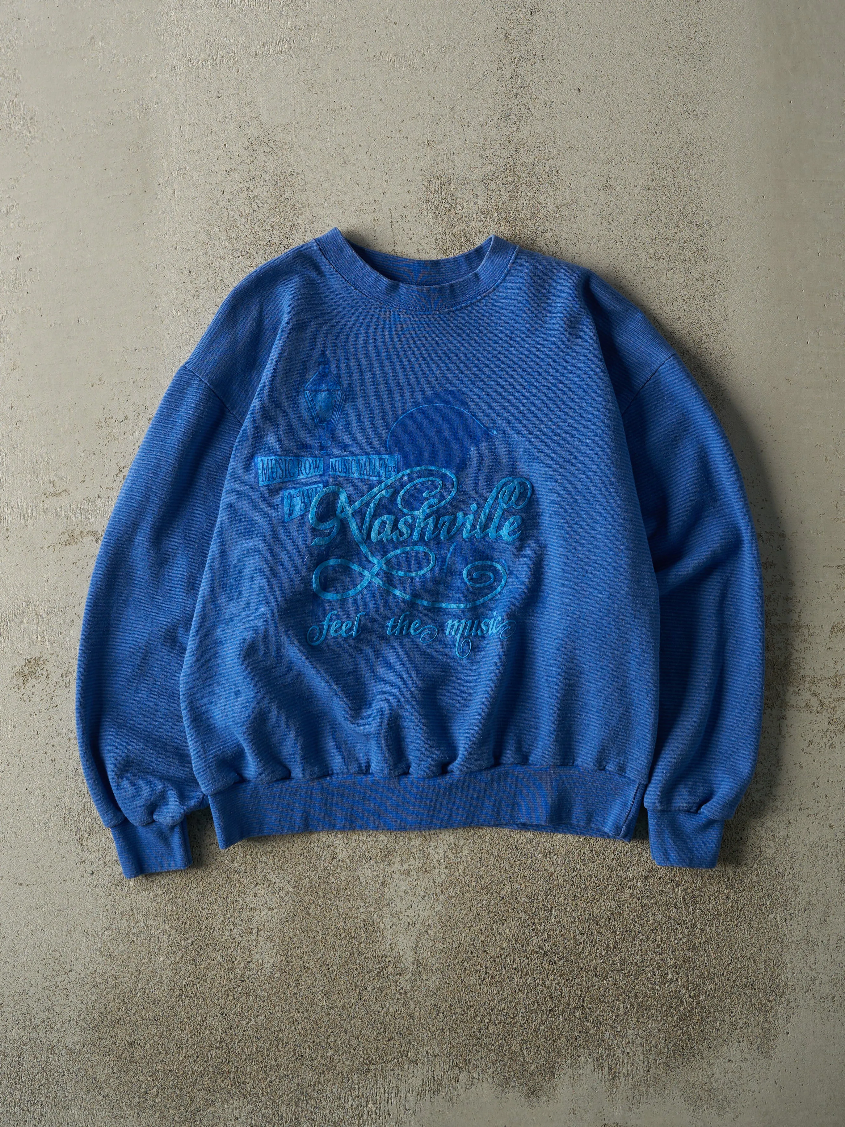 Vintage 80s Blue Striped Nashville Crewneck (M/L) sold by Rebalance Vintage