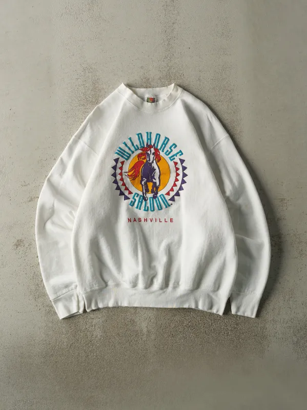 Vintage 90s White Wildhorse Saloon Crewneck (L/XL) sold by Rebalance Vintage
