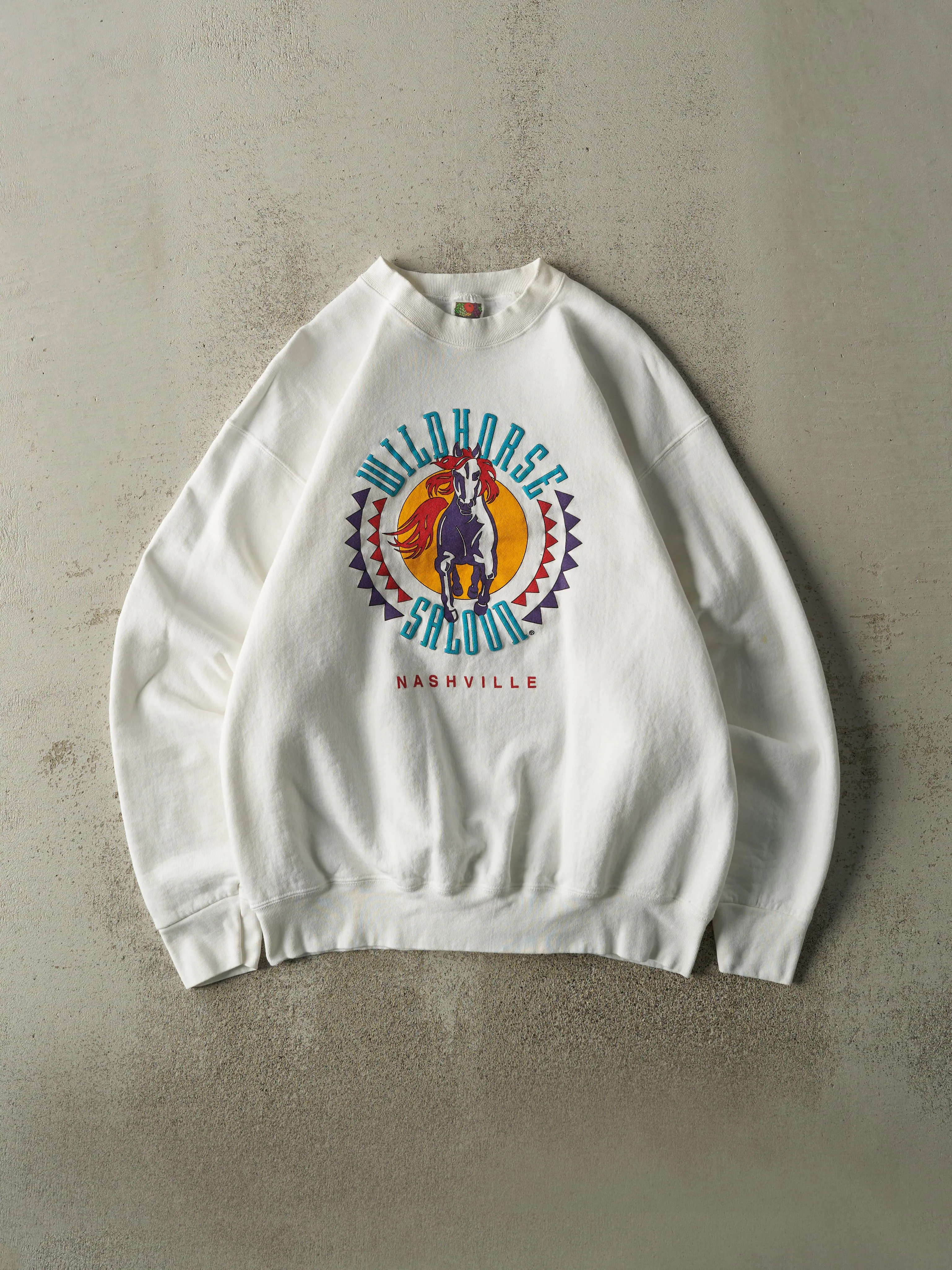 Vintage 90s White Wildhorse Saloon Crewneck (L/XL) sold by Rebalance Vintage
