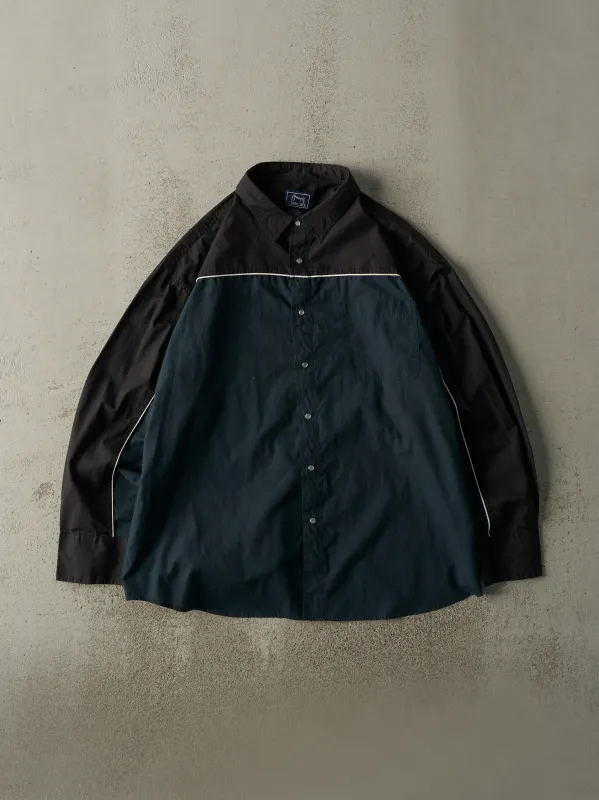 Vintage 90s Black & Green Striped Western Button Up (XXL/XXXL) sold by Rebalance Vintage