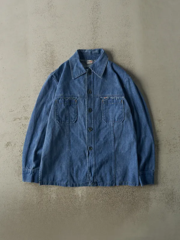Vintage 80s Dark Wash Denim Button Up (L) sold by Rebalance Vintage