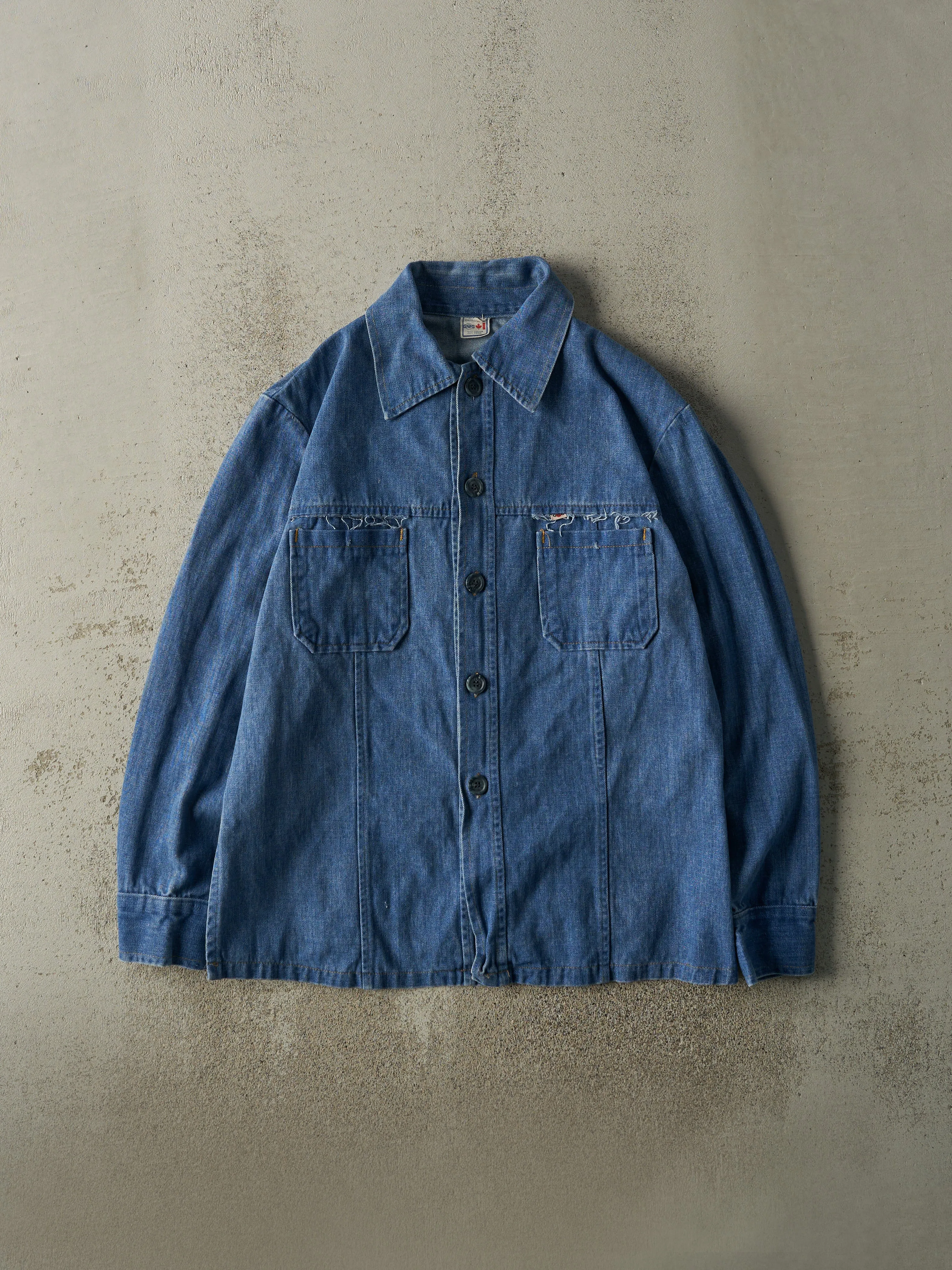 Vintage 80s Dark Wash Denim Button Up (L) sold by Rebalance Vintage
