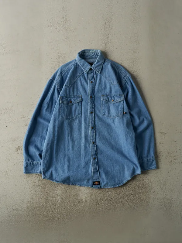 Vintage 90s Mid Wash Dickies Western Denim Button Up (L/XL) sold by Rebalance Vintage