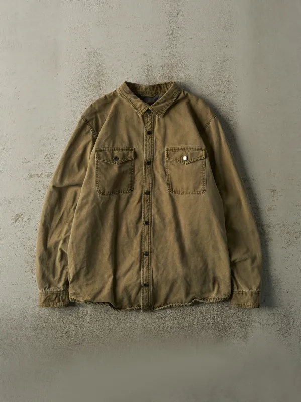 Vintage Y2K Washed Green Flannel Lined Button Up (L/XL) sold by Rebalance Vintage