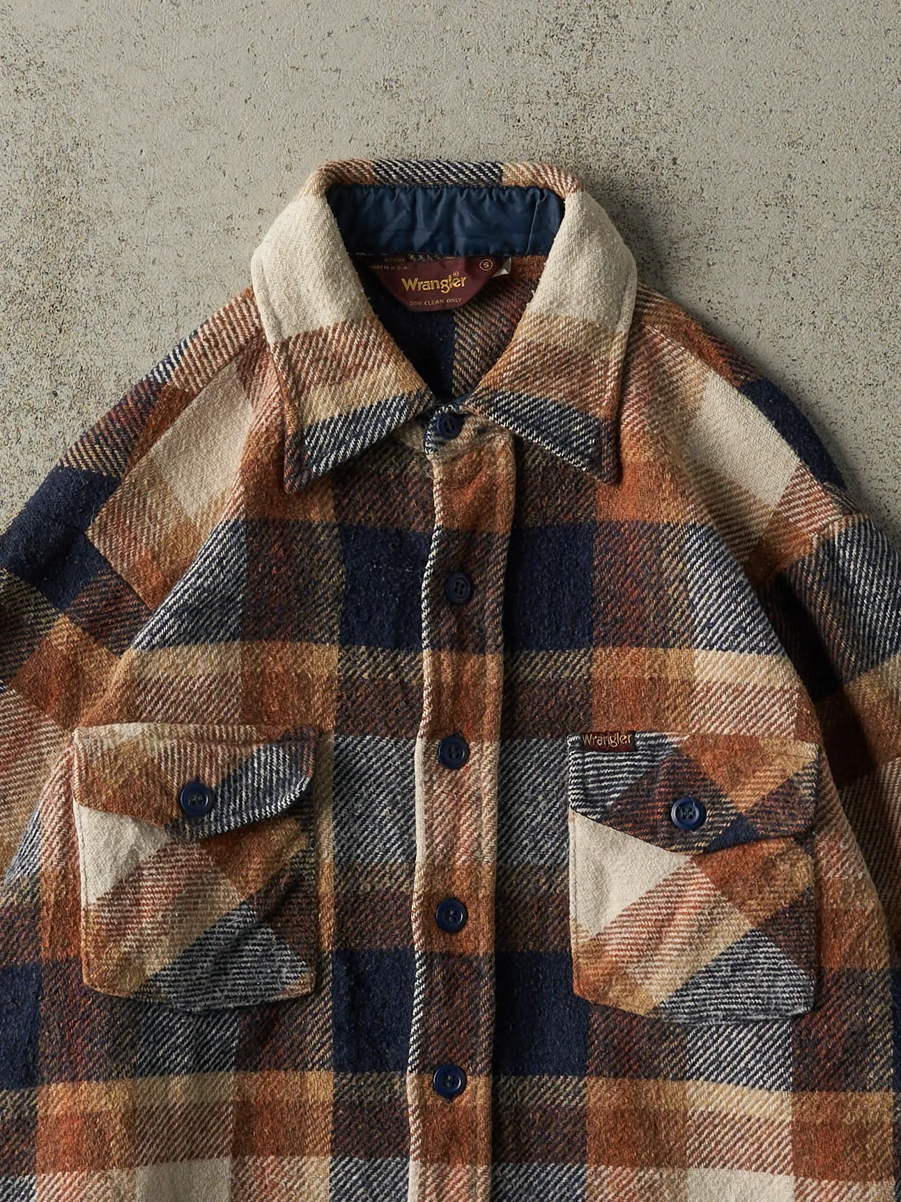 Vintage 80s Brown & Navy Wrangler Flannel Button Up (S/M) sold by Rebalance Vintage product image thumbnail 2