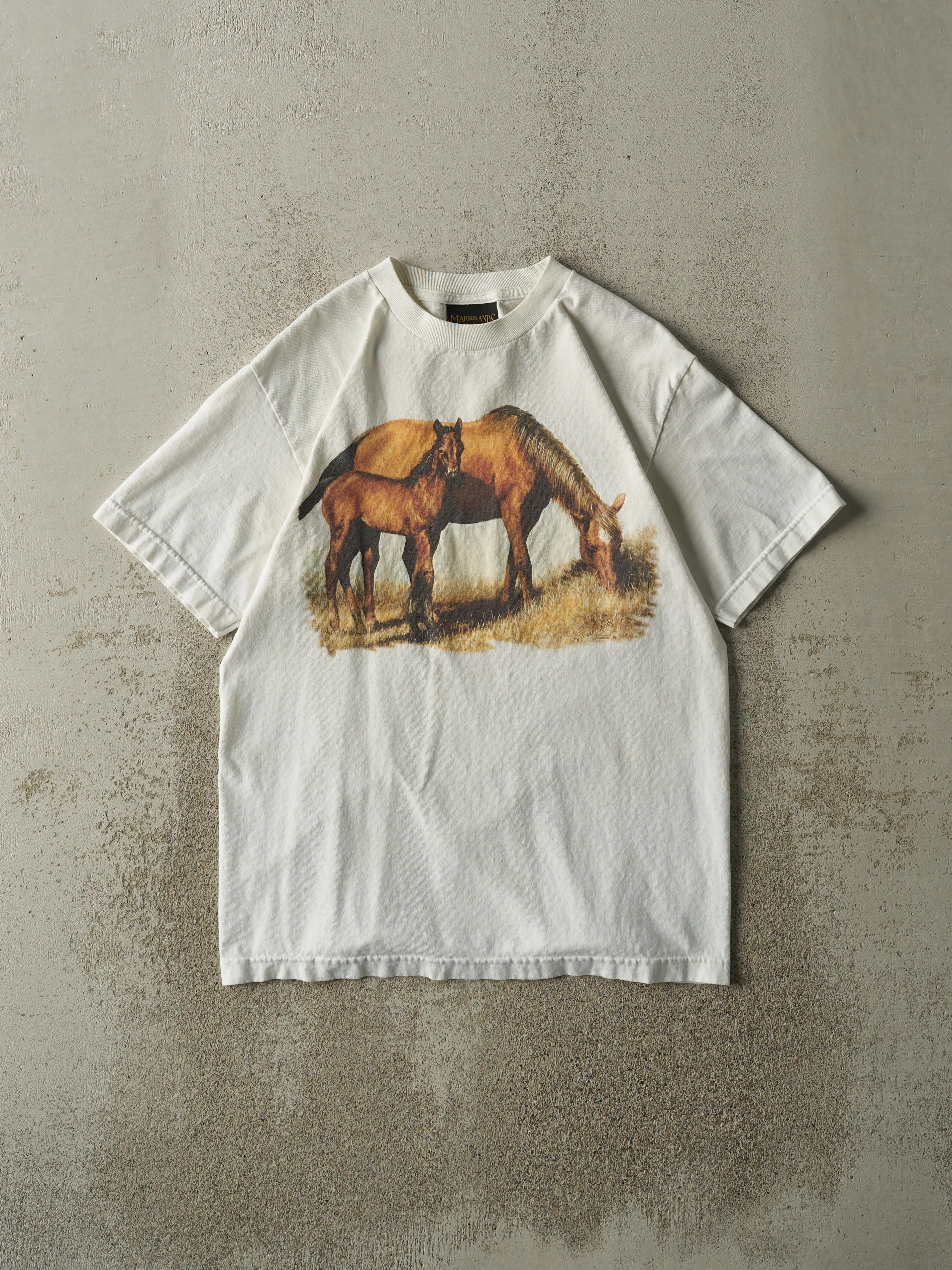 Vintage Y2K White Horse Tee (M) sold by Rebalance Vintage