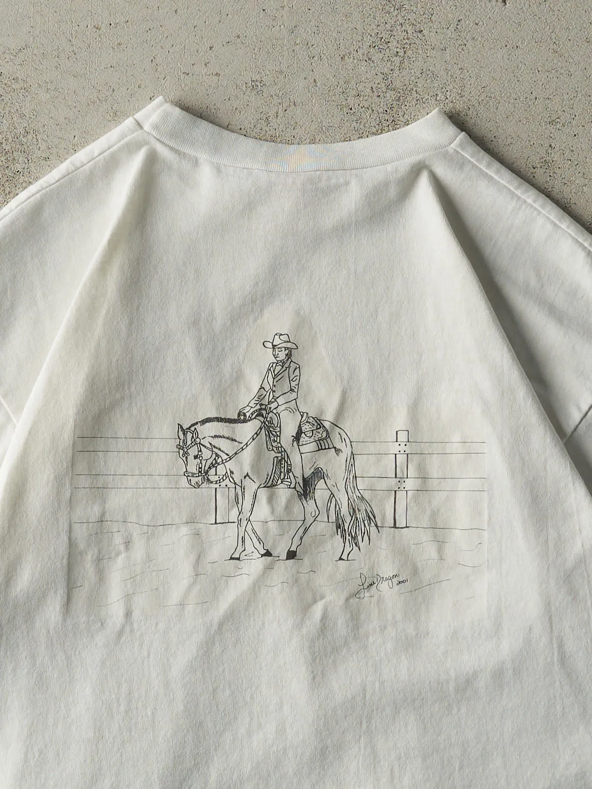 Vintage 01' White Horseback Riding Single Stitch Tee (M/L) sold by Rebalance Vintage product image thumbnail 3