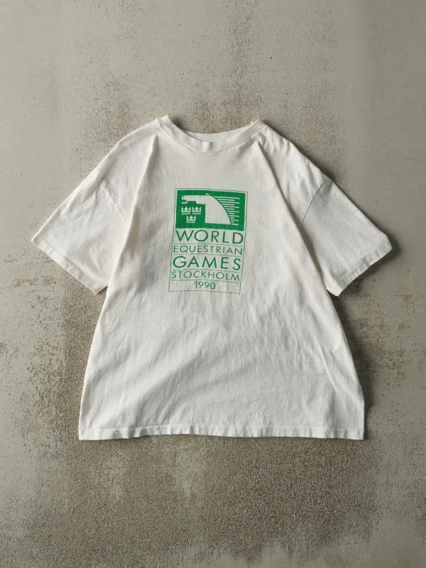 Vintage 90' White Stockholm World Equestrian Games Single Stitch Tee (M/L) sold by Rebalance Vintage