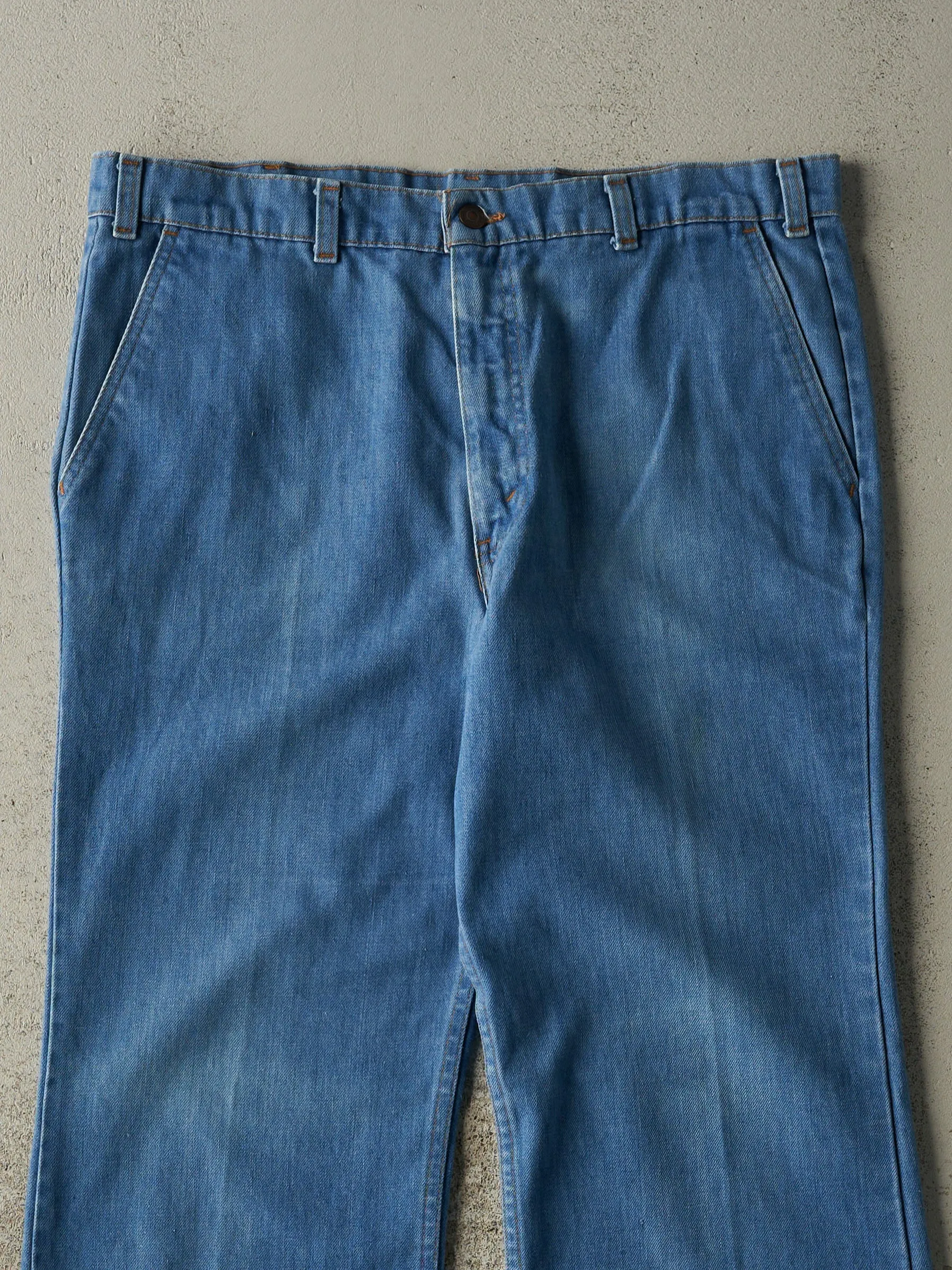Vintage 70s Mid Wash Levi's Orange Tab Bell Bottom Jeans (36x31.5) sold by Rebalance Vintage product image thumbnail 3