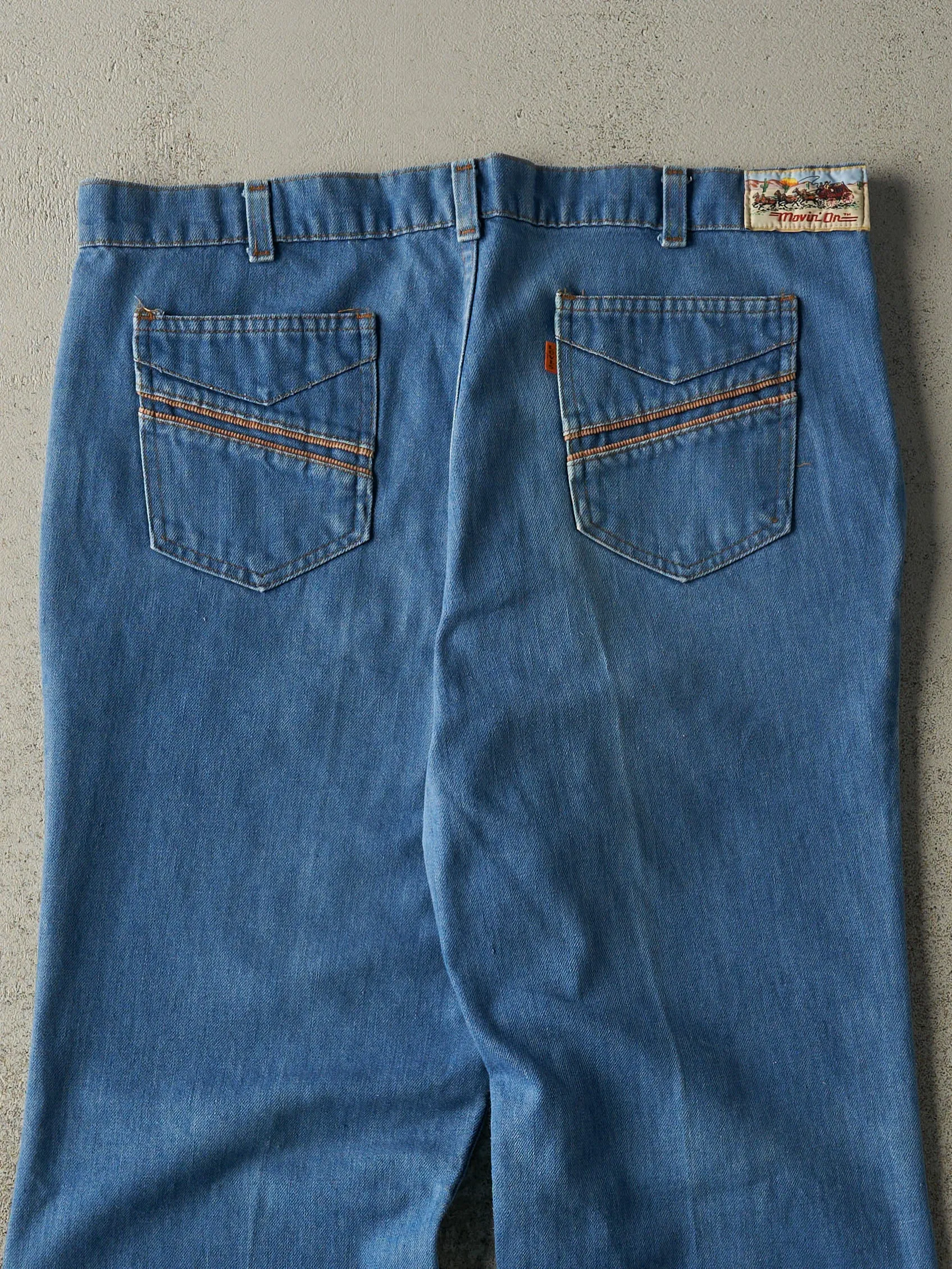 Vintage 70s Mid Wash Levi's Orange Tab Bell Bottom Jeans (36x31.5) sold by Rebalance Vintage product image thumbnail 4