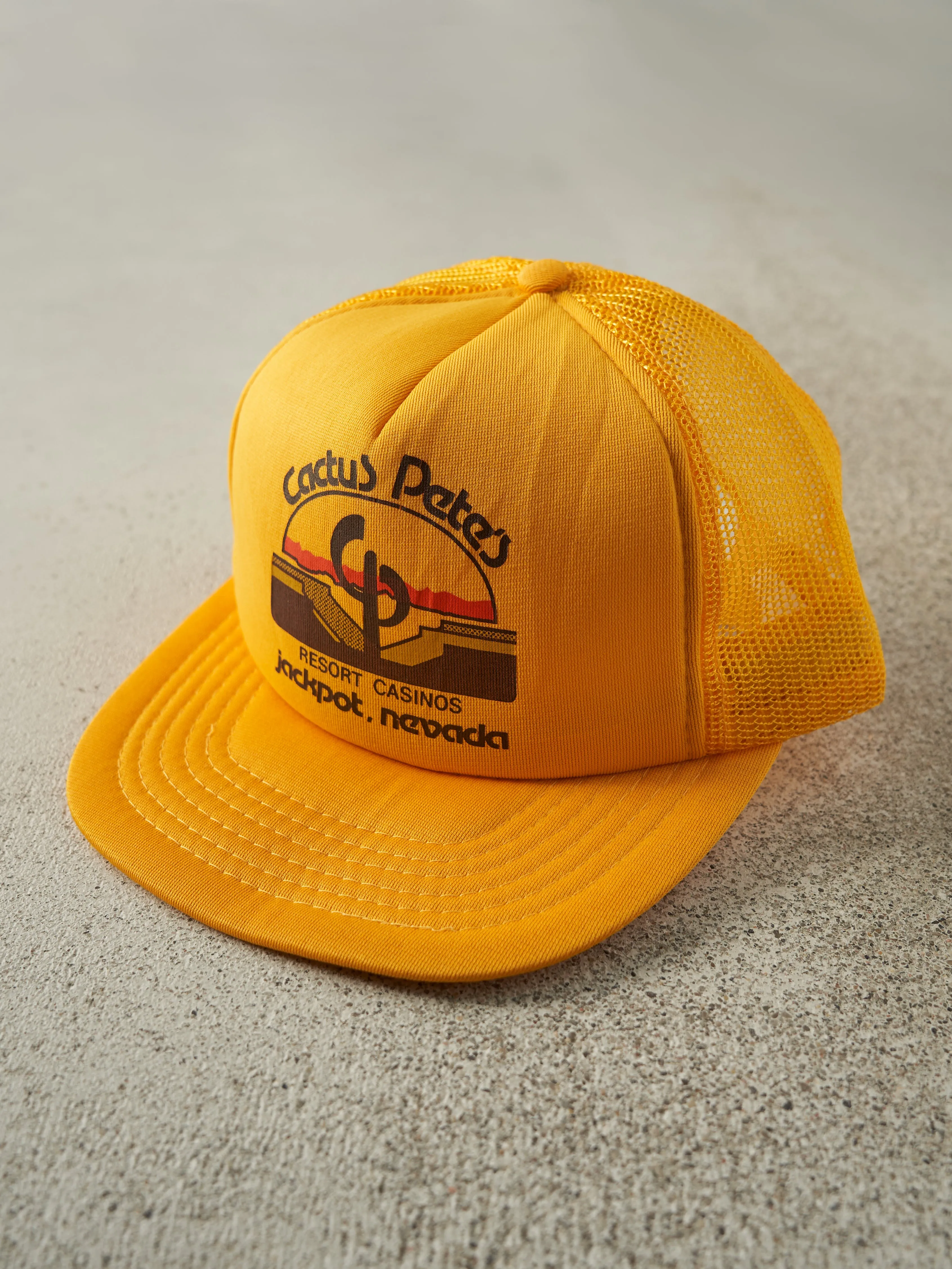 Vintage 80s Yellow Cactus Pete's Foam Trucker Hat sold by Rebalance Vintage product image thumbnail 2