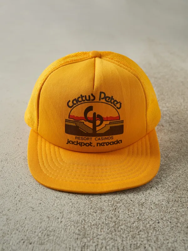 Vintage 80s Yellow Cactus Pete's Foam Trucker Hat sold by Rebalance Vintage