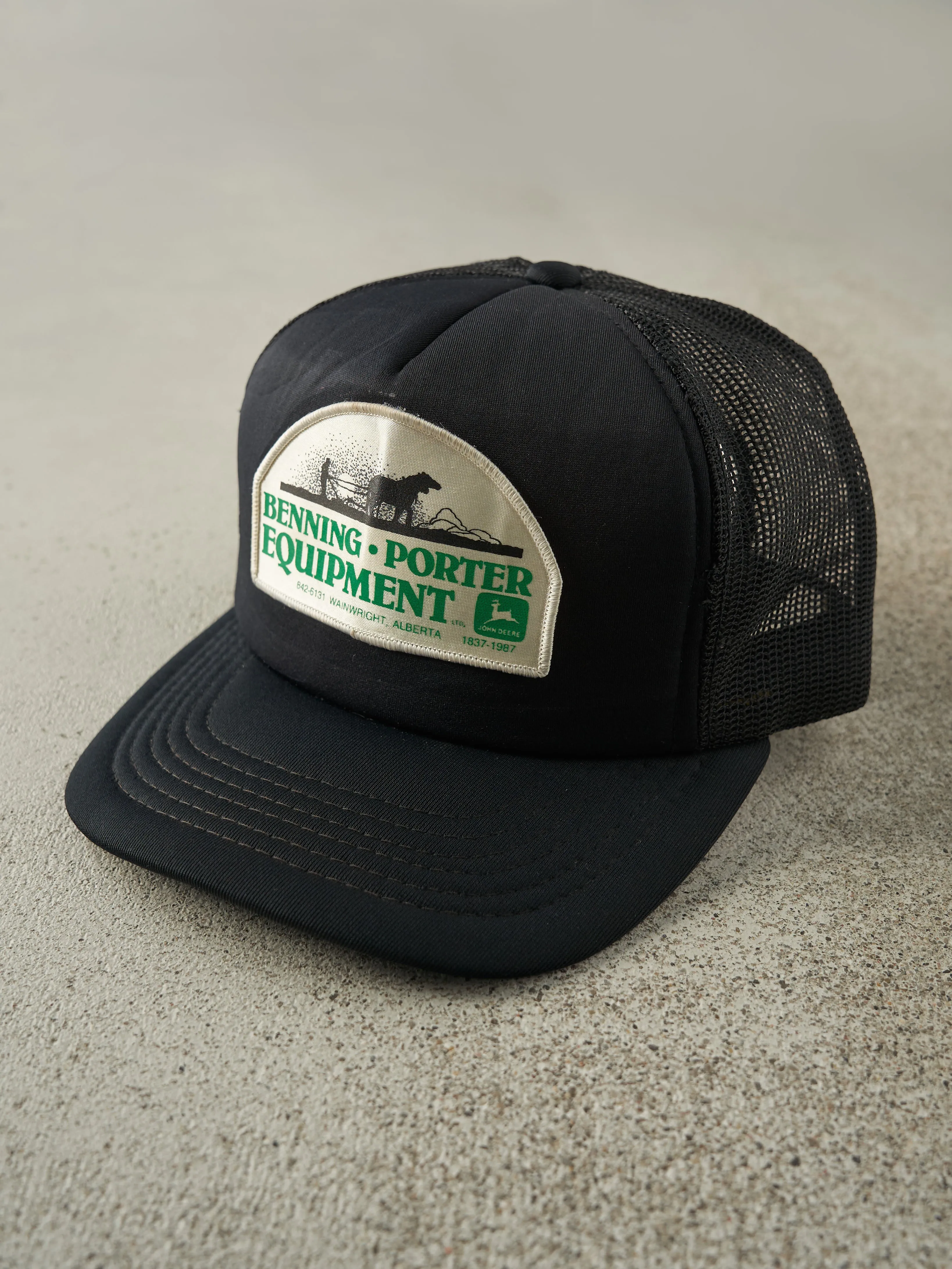 Vintage 87' Black John Deere Benning Porter Equipment Foam Trucker Hat sold by Rebalance Vintage product image thumbnail 2
