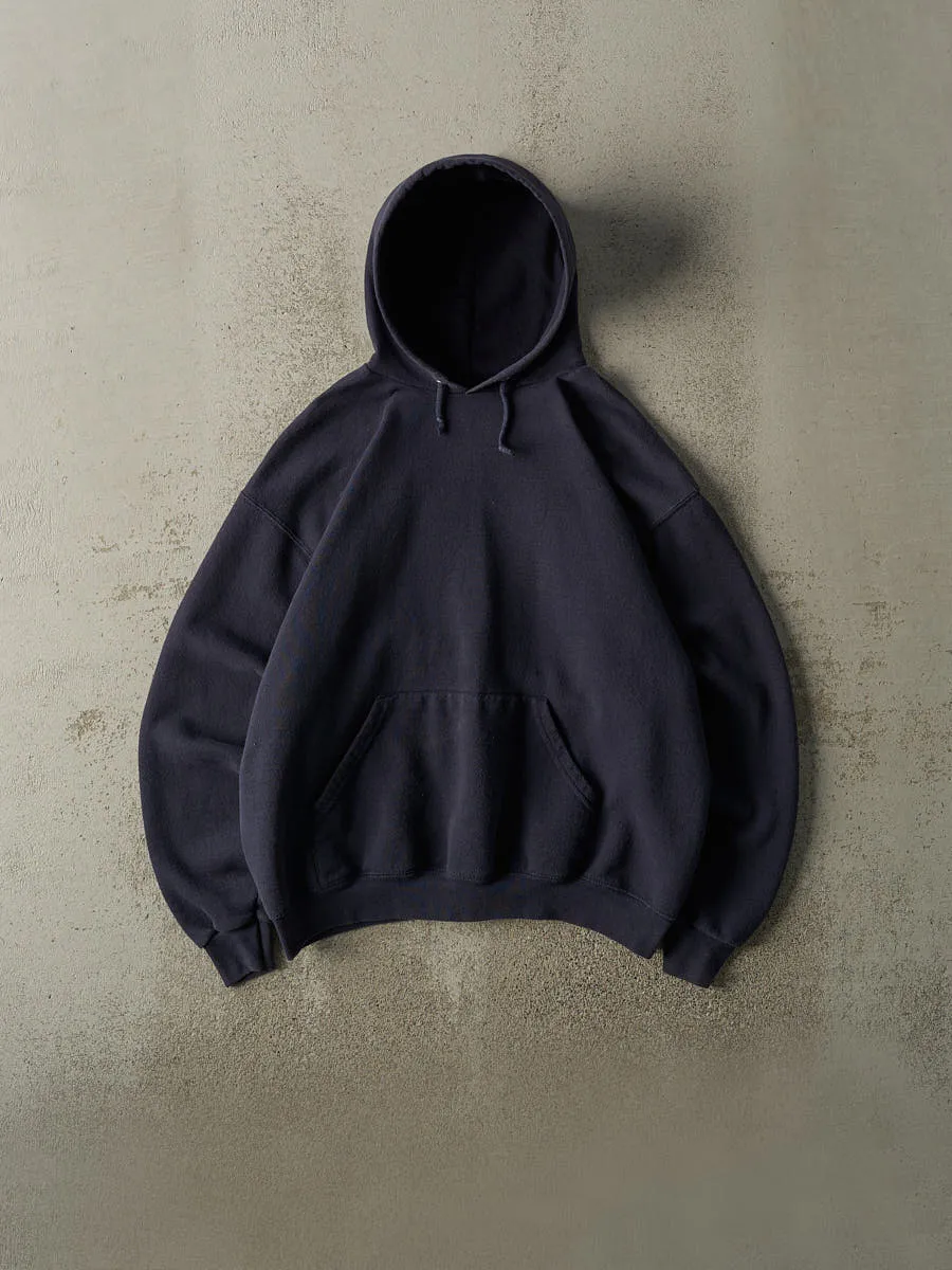 Vintage 90s Navy Blue Blank Hoodie (S/M) sold by Rebalance Vintage