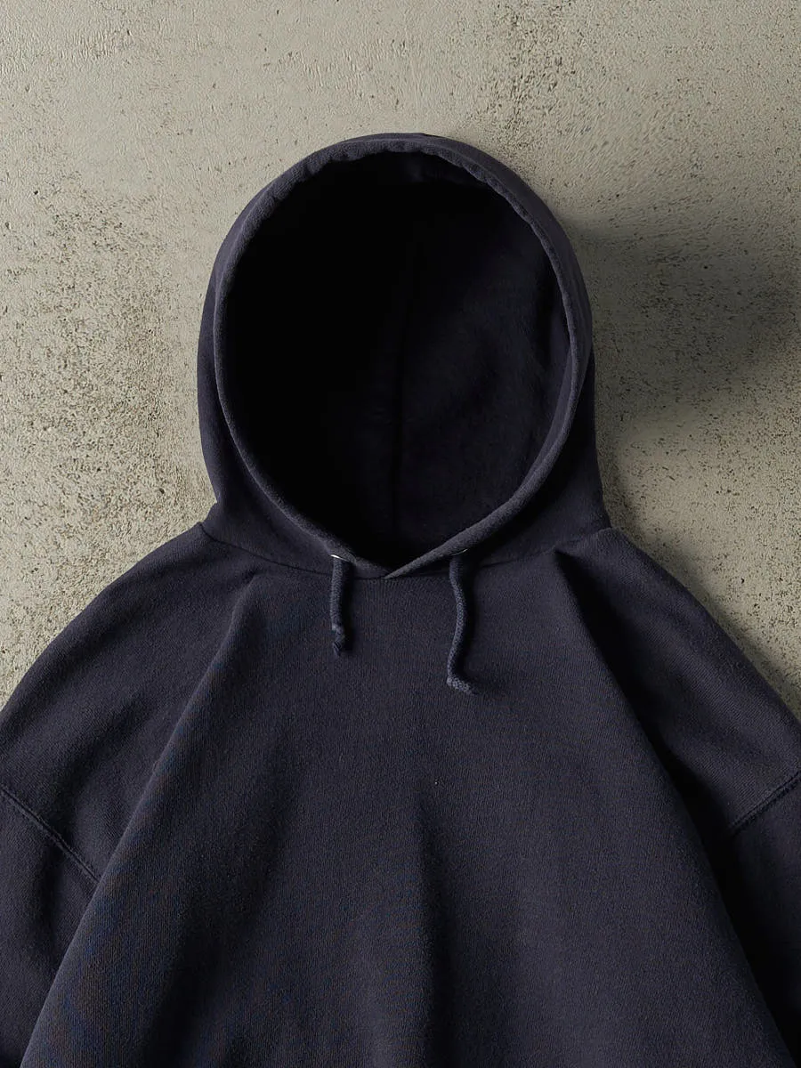 Vintage 90s Navy Blue Blank Hoodie (S/M) sold by Rebalance Vintage product image thumbnail 2