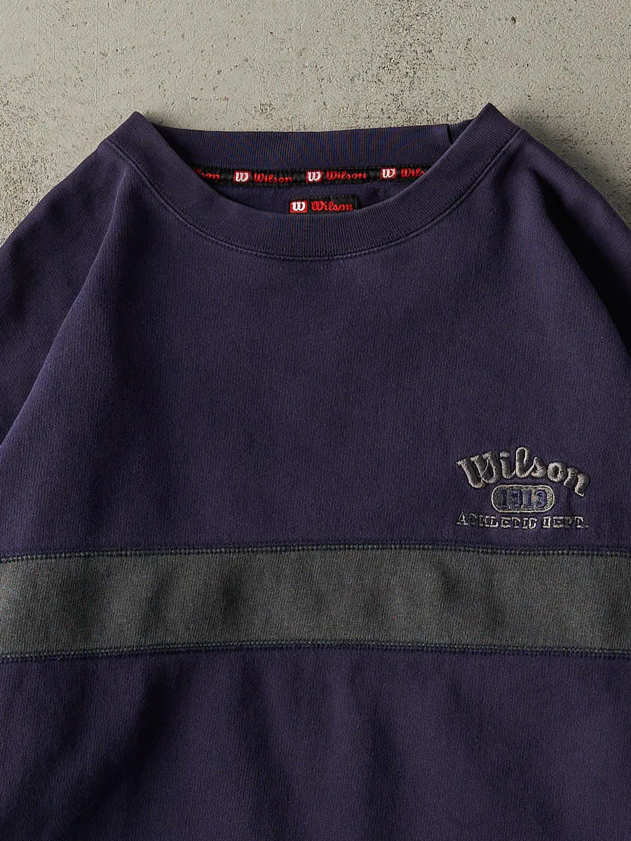 Vintage Y2K Navy Blue & Grey Wilson Embroidered Crewneck (XXL/XXXL) sold by Rebalance Vintage product image thumbnail 2