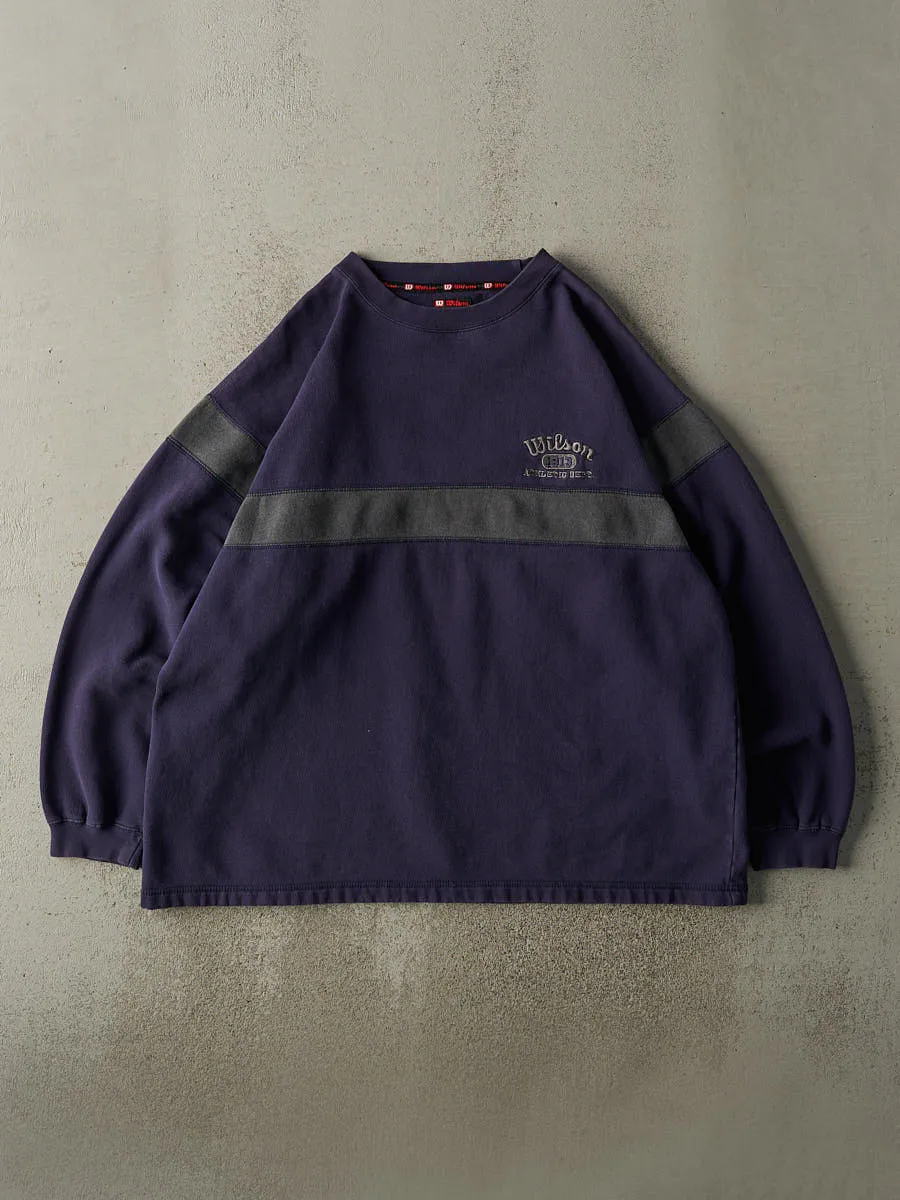 Vintage Y2K Navy Blue & Grey Wilson Embroidered Crewneck (XXL/XXXL) sold by Rebalance Vintage