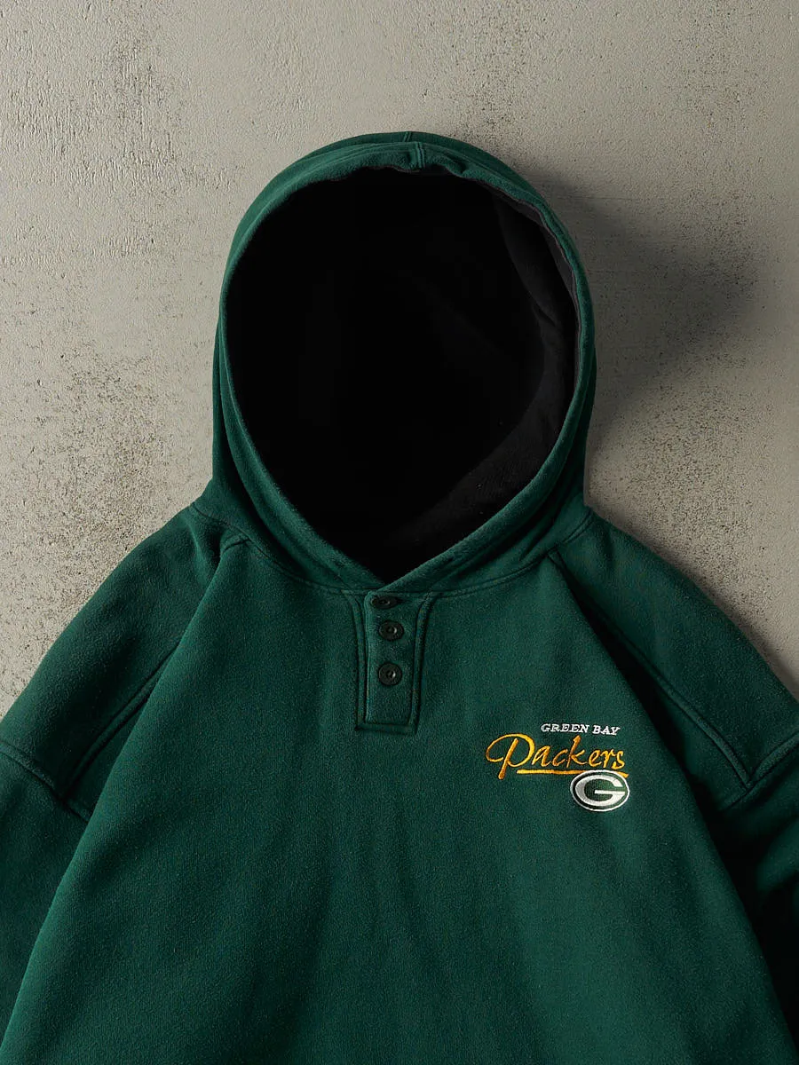 Vintage 90s Green Green Bay Packers Embroidered Quarter Button Hoodie (XXL) sold by Rebalance Vintage product image thumbnail 2