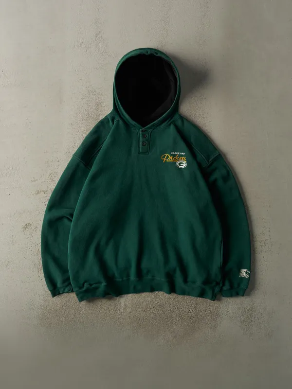 Vintage 90s Green Green Bay Packers Embroidered Quarter Button Hoodie (XXL) sold by Rebalance Vintage