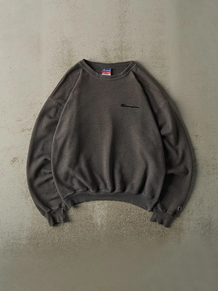 Vintage 90s Charcoal Grey Champion Logo Crewneck (L) sold by Rebalance Vintage