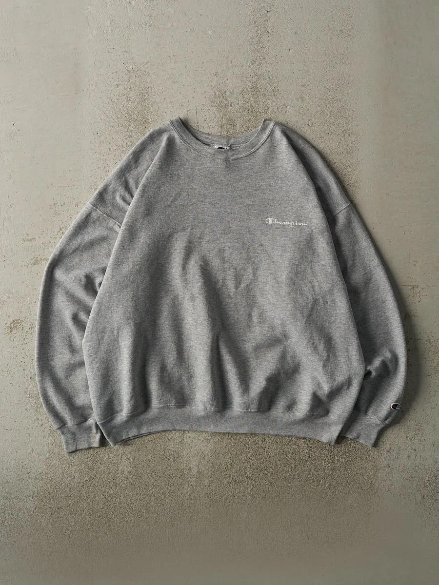 Vintage 90s Grey Champion Logo Boxy Crewneck (L/XL) sold by Rebalance Vintage