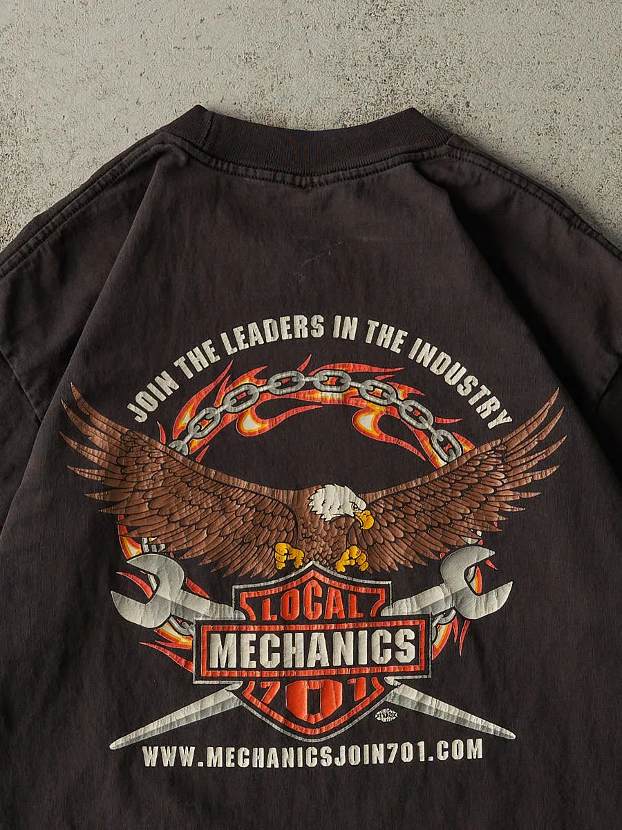 Vintage 90s Faded Black Mechanics Union Harley Davidson Flip Pocket Tee (M/L) sold by Rebalance Vintage product image thumbnail 4