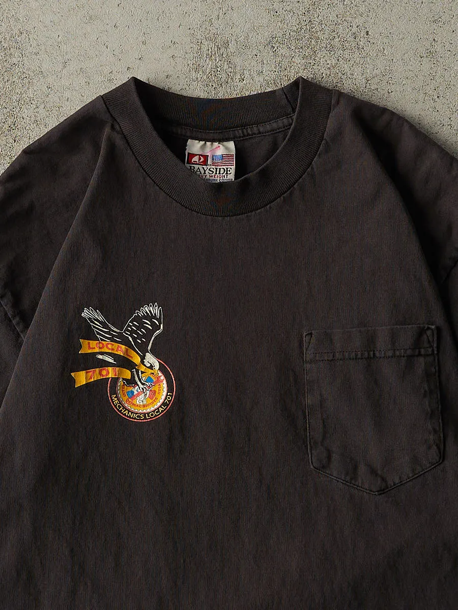 Vintage 90s Faded Black Mechanics Union Harley Davidson Flip Pocket Tee (M/L) sold by Rebalance Vintage product image thumbnail 3