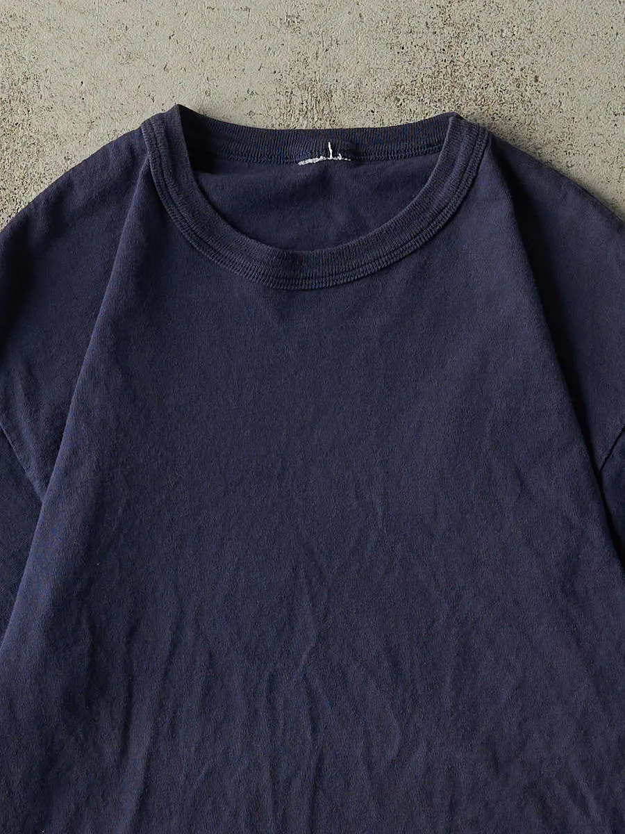 Vintage Y2K Navy Blue Russell Athletic Blank Tee (S/M) sold by Rebalance Vintage product image thumbnail 2