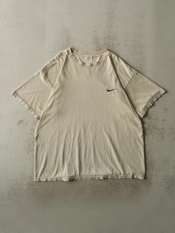 Vintage 90s Beige Nike Embroidered Tee (XL/XXL) sold by Rebalance Vintage