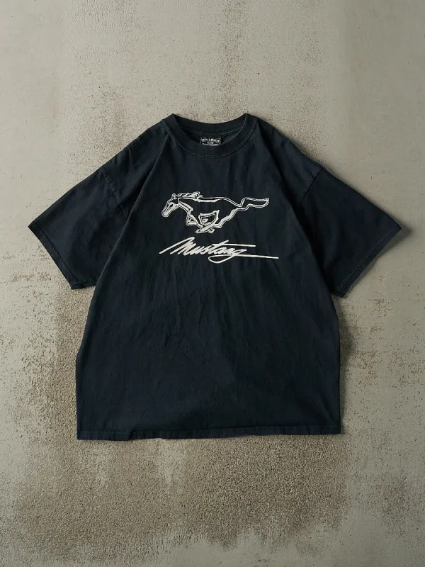 Vintage Y2K Black Ford Mustang Logo Tee (L) sold by Rebalance Vintage