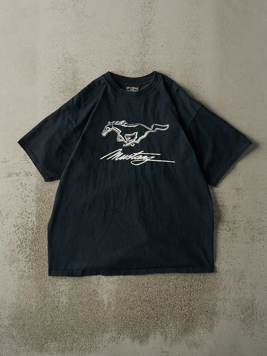 Vintage Y2K Black Ford Mustang Logo Tee (L) sold by Rebalance Vintage