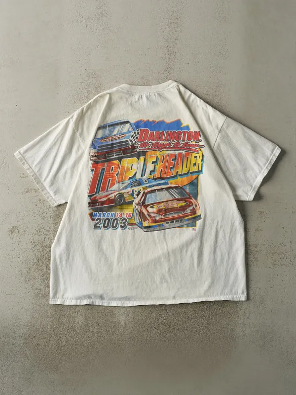 Vintage 03' White Darlington Triple Header Nascar Pocket Tee (XL/XXL) made by Rebalance Vintage