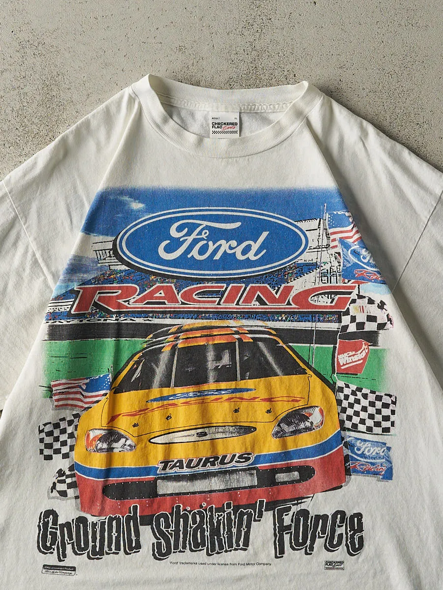 Vintage Y2K White Ford Racing Nascar Tee (L/XL) sold by Rebalance Vintage product image thumbnail 2