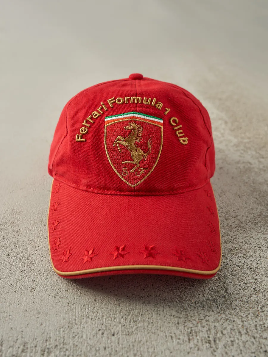 Vintage 06' Red Ferrari Formula 1 Club Embroidered Strap Back sold by Rebalance Vintage