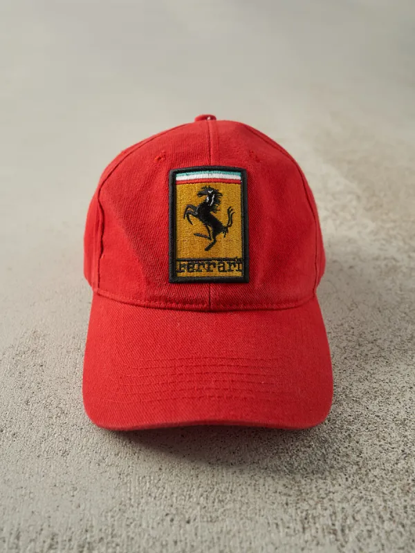 Vintage Y2K Red Embroidered Ferrari Velcro Hat sold by Rebalance Vintage