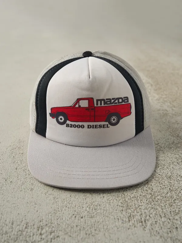 Vintage 80s Grey & White Mazda B2000 Diesel Foam Trucker Hat sold by Rebalance Vintage
