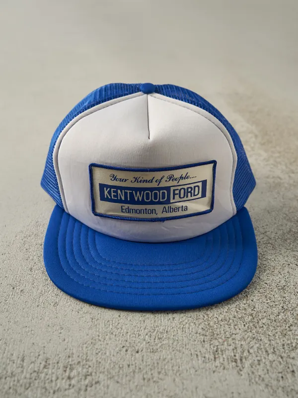 Vintage 90s Blue & White Kentwood Ford Foam Trucker Hat sold by Rebalance Vintage