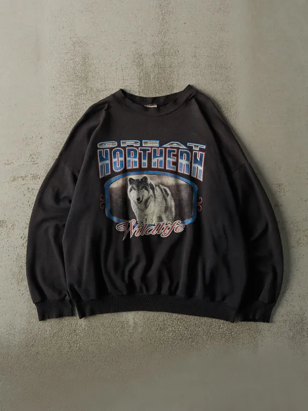 Vintage 90s Black Great Northern Wildlife Boxy Crewneck (L/XL) sold by Rebalance Vintage