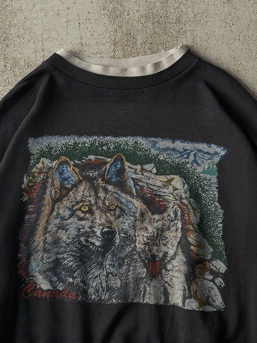 Vintage 80s Faded Black Wolf Canada Boxy Crewneck (L/XL) sold by Rebalance Vintage product image thumbnail 2