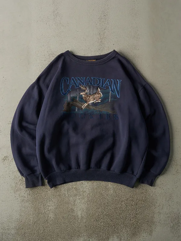 Vintage 90s Navy Blue Canadian Rockies Embroidered Crewneck (XL) sold by Rebalance Vintage