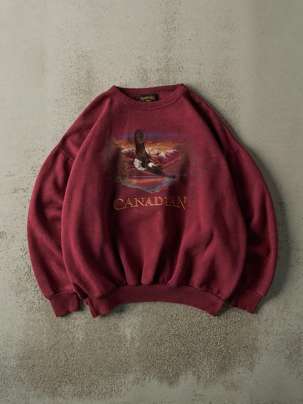 Vintage 90s Burgundy Canadian Marshlands Crewneck (L/XL) sold by Rebalance Vintage